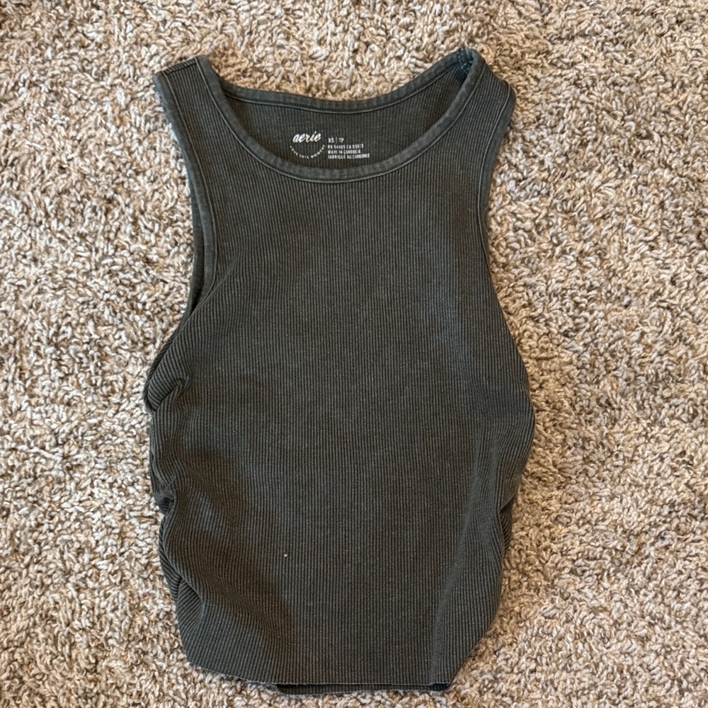 Aerie olive Charcoal Ribbed Sleeveless Top